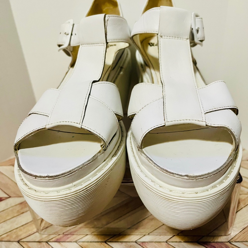 Dr Martens Adaya Platform T-Strap Wedge Sandals Women 10 White Leather Y2K Bratz - Picture 12 of 12